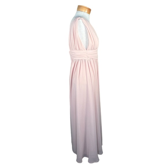 Lulu’s Deep V-Neck Blush Gown Maxi Prom Dress With Front Slit Grecian Goddess S - Picture 6 of 16